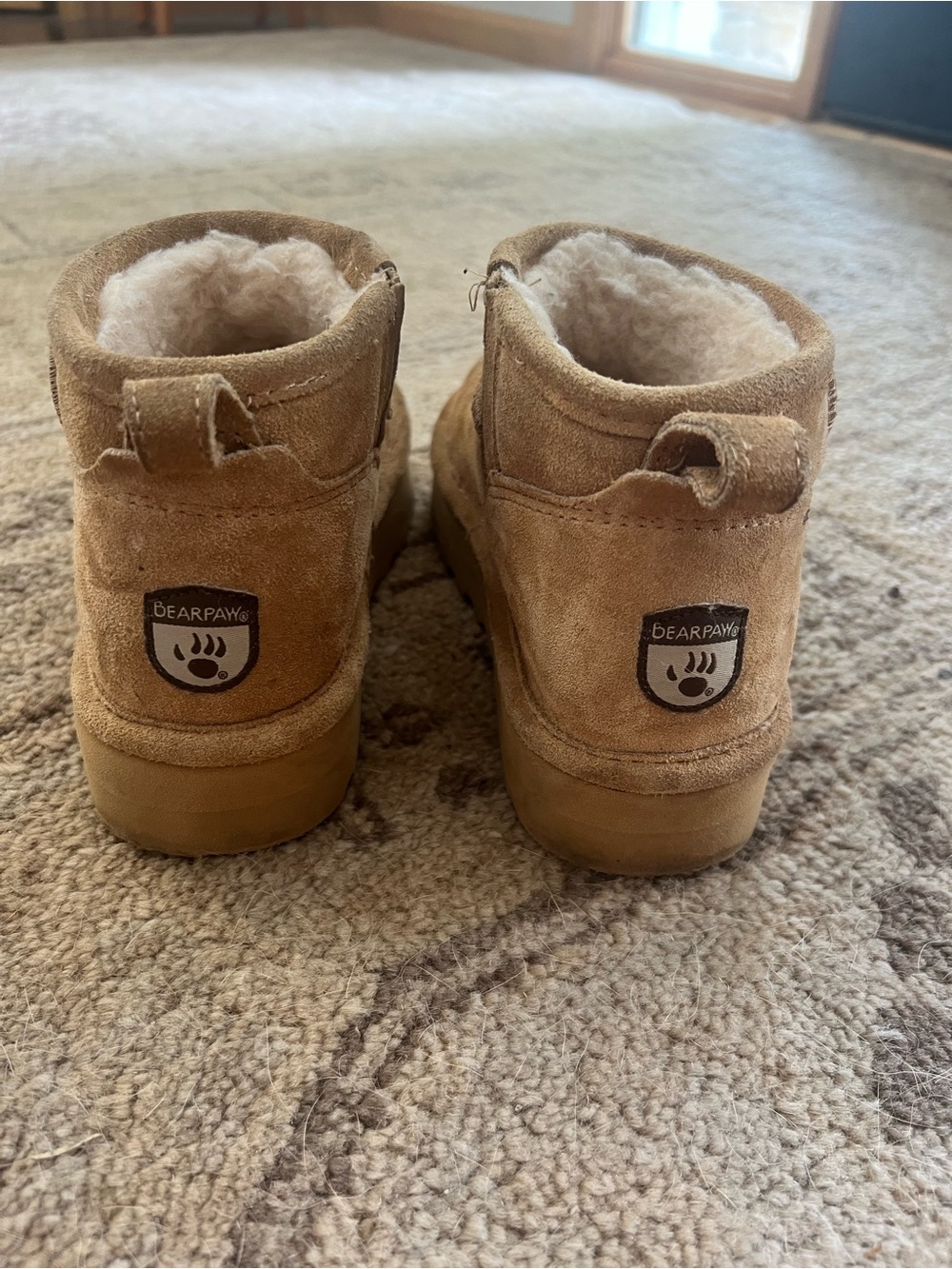 BearPaw Kids' Chestnut Suede Shearling Ankle Boots